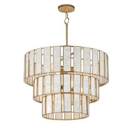 Maxim Lighting Miramar 7-Light Chandelier, Capiz/Natural Aged Brass 12808CZNAB